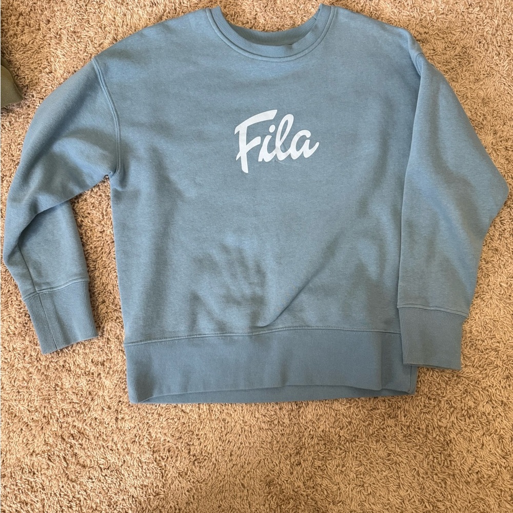Fila Womens Sweatshirt Size S Crew Neck Pullover Blue Logo Top S